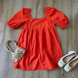 Luminer puffed sleeve boutique dress. Size M. Worn 1x. Empire waist . Orange.